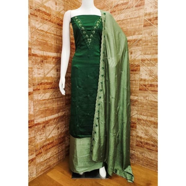 Latest Silk Dress Material With Embroidery Work Color Set Matching Dress Material Wholesale