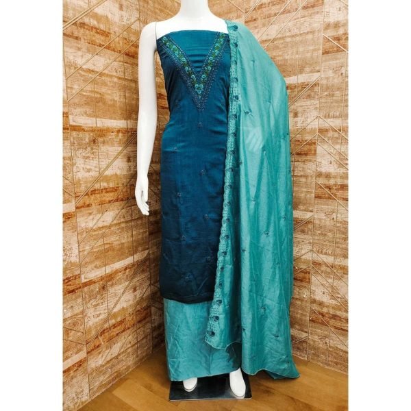 Latest Silk Dress Material With Embroidery Work Color Set Matching Dress Material Wholesale