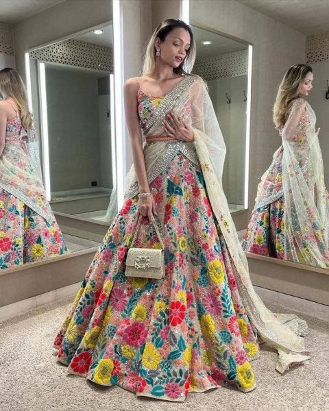 Launches Soft Mono Net Lehenga with Heavy Sequence Embroidery  Designer Lehenga Choli