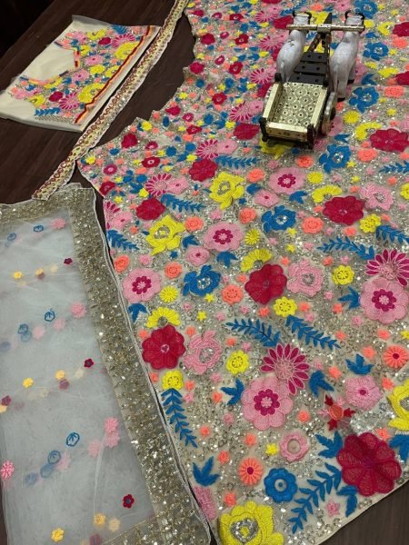 Launches Soft Mono Net Lehenga with Heavy Sequence Embroidery  Designer Lehenga Choli