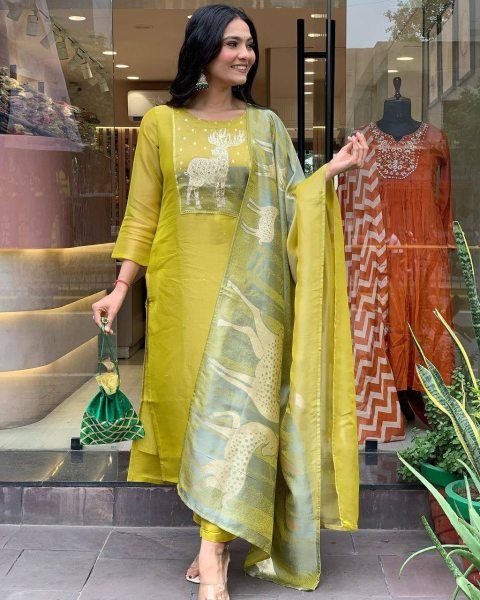 launching fastival Collection premium roman silk kurti set  3 Piece Kurti Set