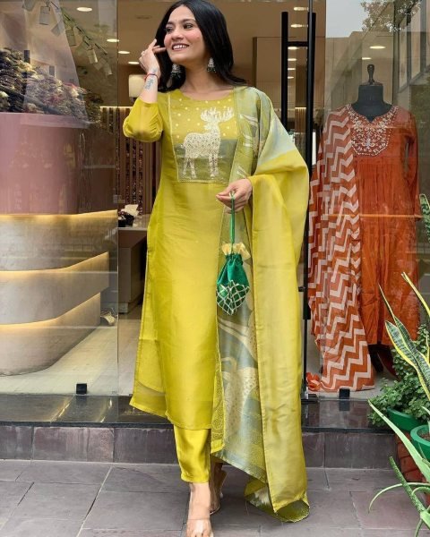 launching fastival Collection premium roman silk kurti set  3 Piece Kurti Set