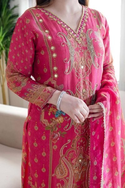 launching Model satin febric with print & work and full lining with silk pent and  dupatta plus size kurti set  3 Piece Kurti Set