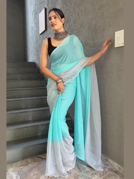 Launching Most Beautiful Soft Georgette 1 Min Saree  Ready To Wear Saree 