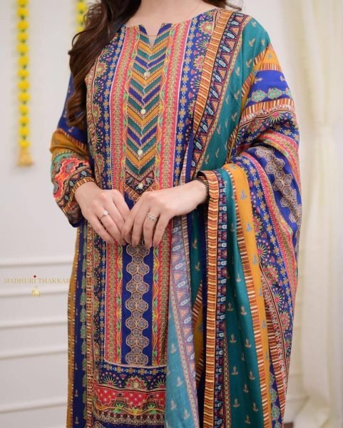 launching Multicoloured  print with  work and Dupatta plus size kurti set  3 Piece Kurti Set