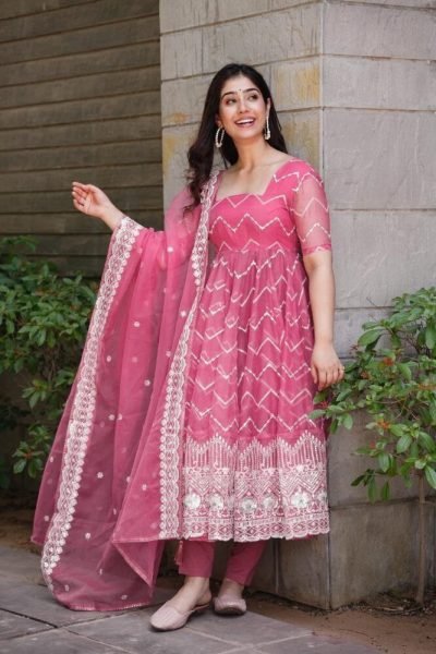 Launching New Designer Heavy Organza Silk Suit  3 Piece Kurti Set