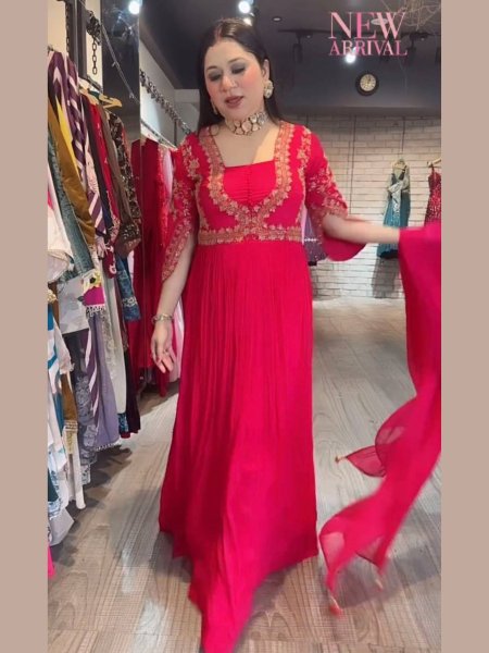 Launching New Designer Party Wear Look Gown Bottom With Dupatta  Ready To Wear Collection