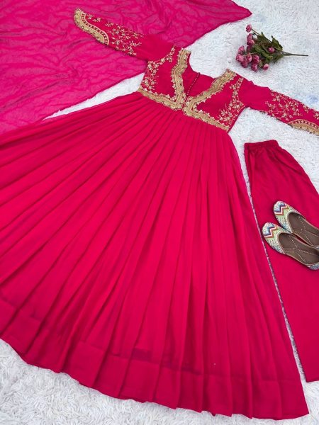 Launching New Designer Party Wear Look Gown Bottom With Dupatta  Ready To Wear Collection