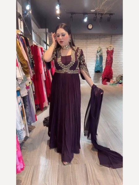 Launching New Designer Party Wear Look Gown Bottom With Dupatta  Ready To Wear Collection