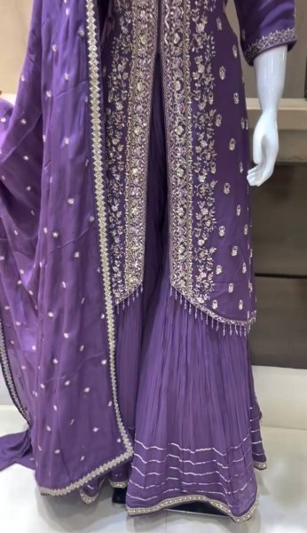 Launching New Designer Party Wear Look Pur Heavy pur chinon Silk Top Sharara Plazzo   Dupatta Set Sharara Set