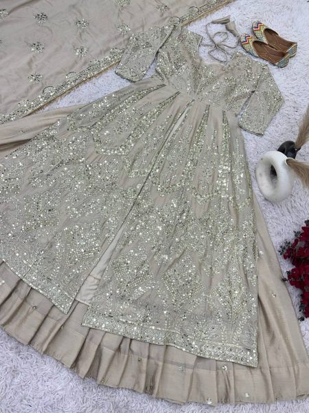 Launching New Designer Party Wear Gown with Lehenga in Heavy Embroidery Sequence work Ready To Wear Collection