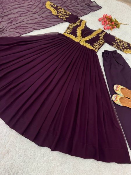 Launching New Designer Party Wear Look Gown Bottom With Dupatta  Ready To Wear Collection