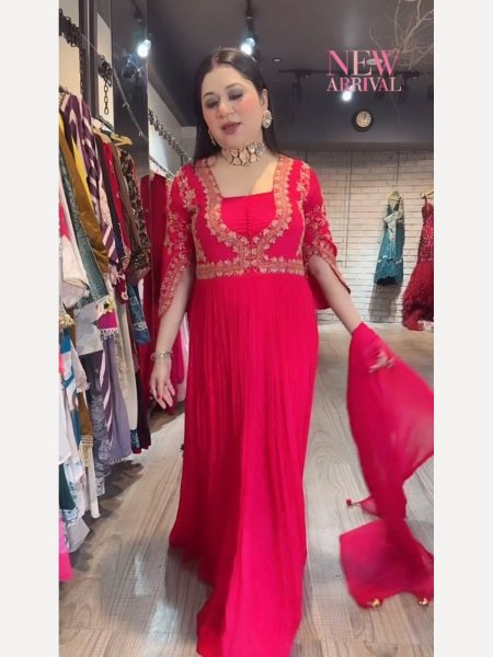 Launching New Designer Party Wear Look Gown Bottom With Dupatta  Ready To Wear Collection