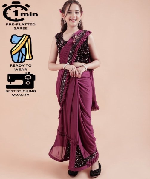 Launching New Lycra Kids Saree Collection  Girls Wear