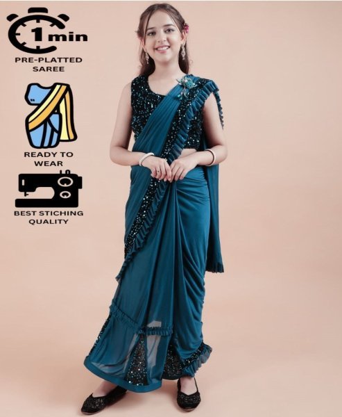 Launching New Lycra Kids Saree Collection  Girls Wear
