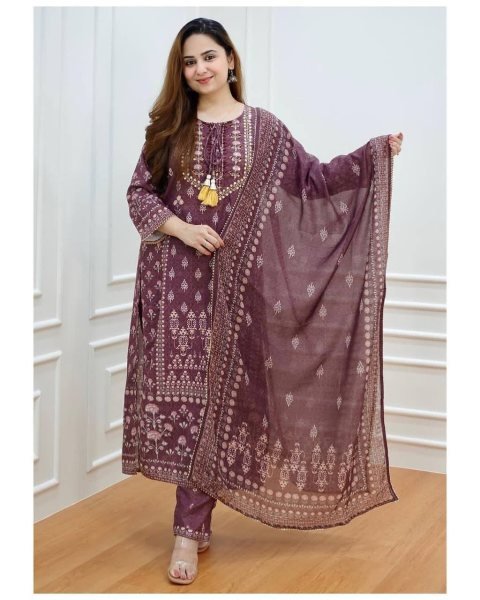 Launching New Muslin Silk Kurti Set With Mirror Work 3 Piece Kurti Set