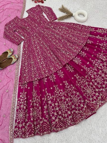 Launching New  Party Wear Look Embroidery Sequence Work Top With Lehenga and Dupatta Designer Lehenga Choli