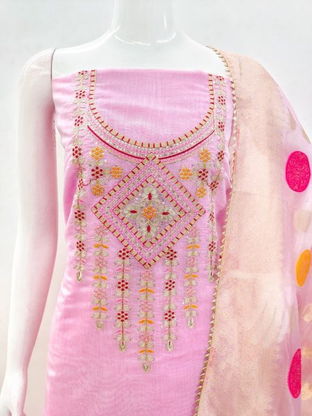 Launching New Pink Color Chanderi Dress Material Collection At Wholesale Rate  Color Set Matching Dress Material Wholesale