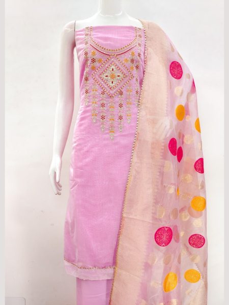 Launching New Pink Color Chanderi Dress Material Collection At Wholesale Rate  Color Set Matching Dress Material Wholesale