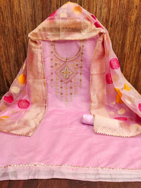 Launching New Pink Color Chanderi Dress Material Collection At Wholesale Rate  Color Set Matching Dress Material Wholesale