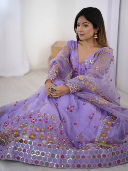 Stylish Net Lehenga Set Heavy Sequence Work for Celebrations Designer Lehenga Choli