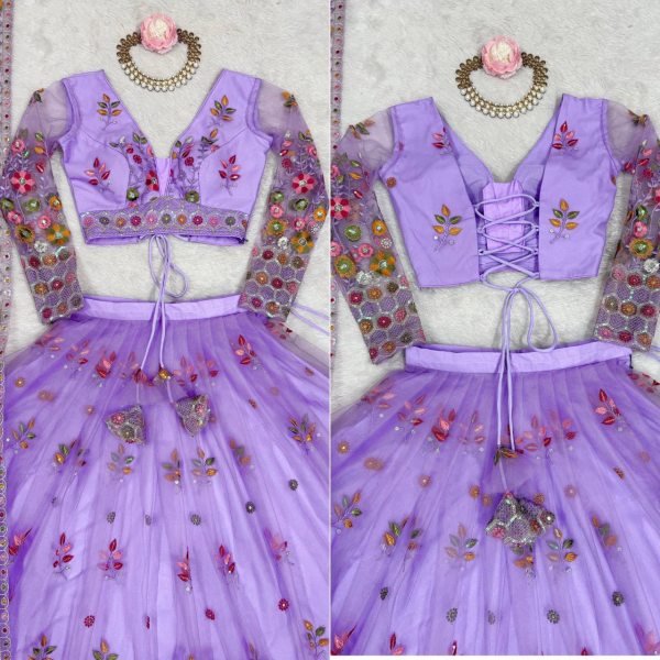 Stylish Net Lehenga Set Heavy Sequence Work for Celebrations Designer Lehenga Choli