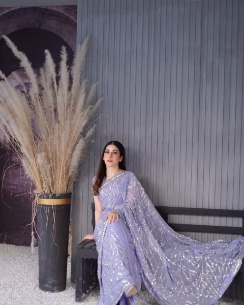 Lavender Heavy Georgette Saree  Georgette Sarees Wholesale