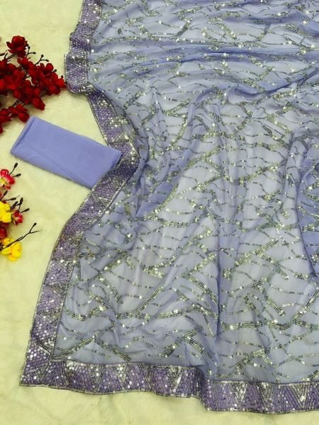 Lavender Heavy Georgette Saree  Georgette Sarees Wholesale