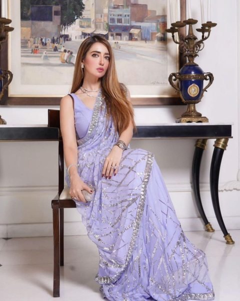 Lavender Heavy Georgette Saree  Georgette Sarees Wholesale