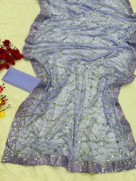 Lavender Heavy Georgette Saree  Georgette Sarees Wholesale
