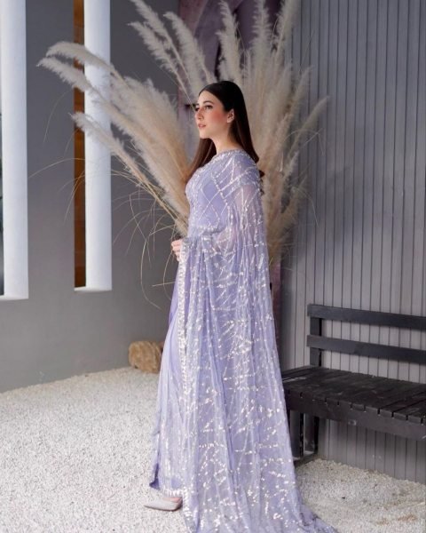 Lavender Heavy Georgette Saree  Georgette Sarees Wholesale