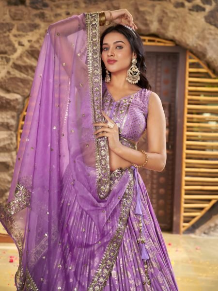 lavender jacquard lehenga choli set dola silk ethnic wear for wedding Designer Lehenga Choli