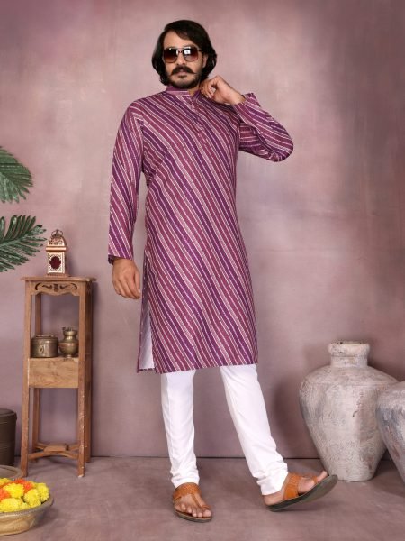 Lavender Mauve Mixed Cotton Kurta Pyjama Set At Wholesale Rate for Cultural Wedding Look Kurta Pajama Wholesale
