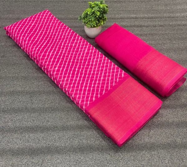 Lehariya Printed Soft Cotton Saree  Printed Cotton Sarees Wholesale