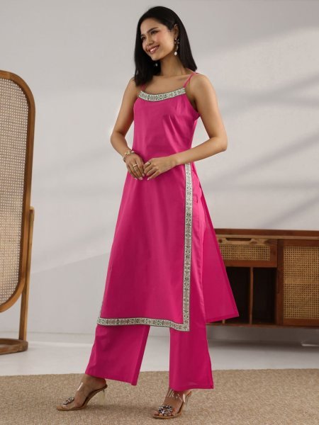 Light Weight Parampara Embroidered Kurti with Plazzo and Digital Print Dupatta for Casual Look  Straight Cut Long Kurtis