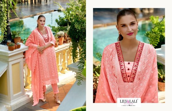 Lily    lali Flora Roman  Schiffli Work And Embroidery Work Kurtis Set  Full Set Kurti