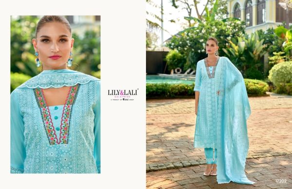 Lily    lali Flora Roman  Schiffli Work And Embroidery Work Kurtis Set  Full Set Kurti