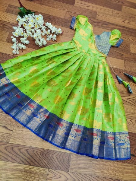 Litchi Silk South Indian Style Kids Gown Collection  Girls Wear