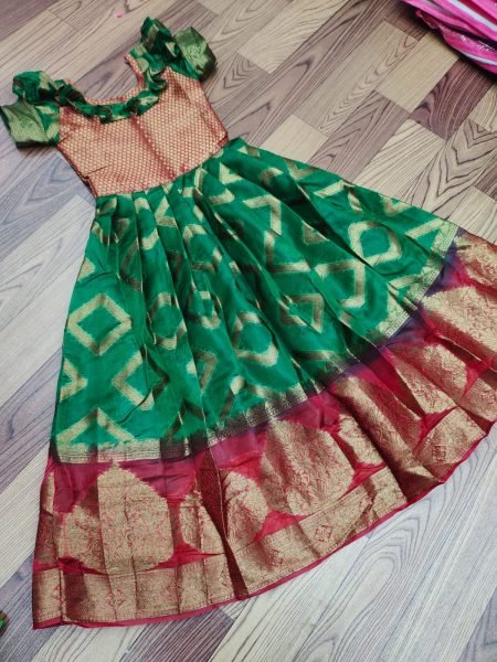 Litchi Silk South Indian Style Kids Gown Collection  Girls Wear