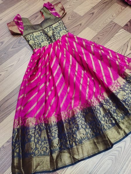 Litchi Silk South Indian Style Kids Gown Collection  Girls Wear