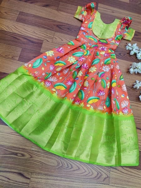 Litchi Silk South Indian Style Kids Gown Collection  Girls Wear