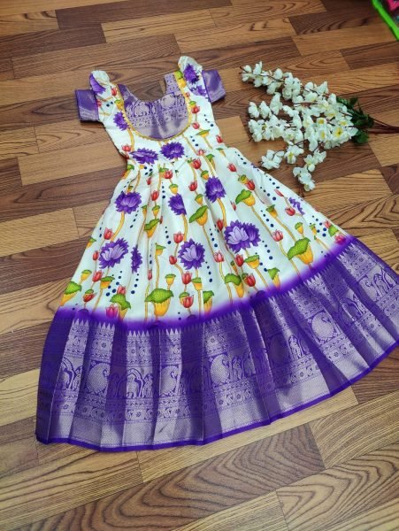 Litchi Silk South Indian Style Kids Gown Collection  Girls Wear