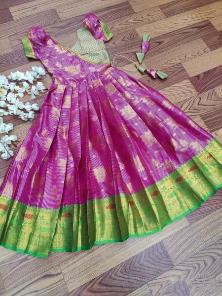 Litchi Silk South Indian Style Kids Gown Collection  Girls Wear