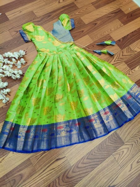 Litchi Silk South Indian Style Kids Gown Collection  Girls Wear