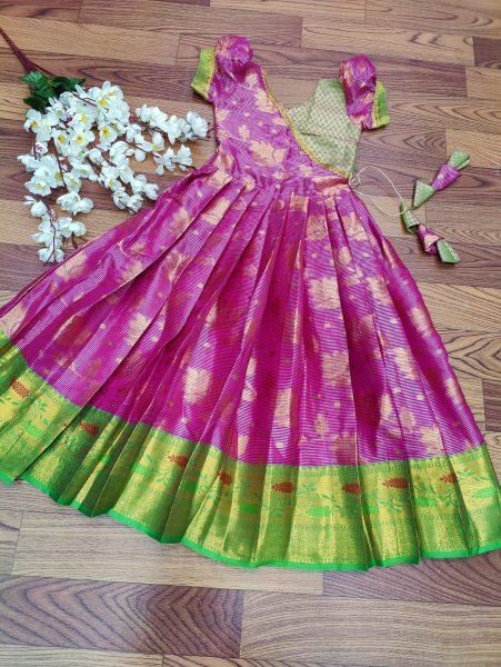 Litchi Silk South Indian Style Kids Gown Collection  Girls Wear