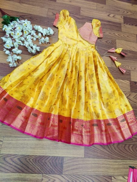 Litchi Silk South Indian Style Kids Gown Collection  Girls Wear