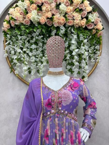 Long Georgette Digital print With Sequncse Gown  Ready To Wear Collection