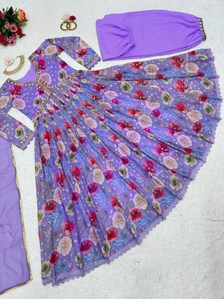 Long Georgette Digital print With Sequncse Gown  Ready To Wear Collection