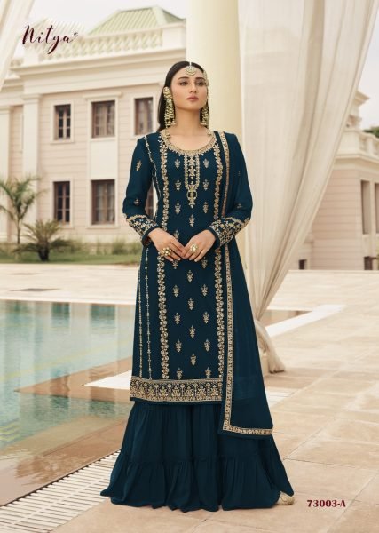  LT Nitya - 73003 Georgette WIth Sequnse Work Plazzo Suit Designer Plazzo Salwar Suits Wholesale