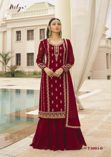  LT Nitya - 73003 Georgette WIth Sequnse Work Plazzo Suit Designer Plazzo Salwar Suits Wholesale